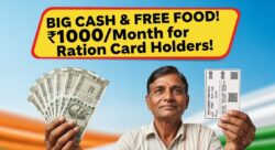 सरकार का बड़ा ऐलान, राशन कार्डधारकों को मिलेगा ₹1000 महीना और फ्री राशन